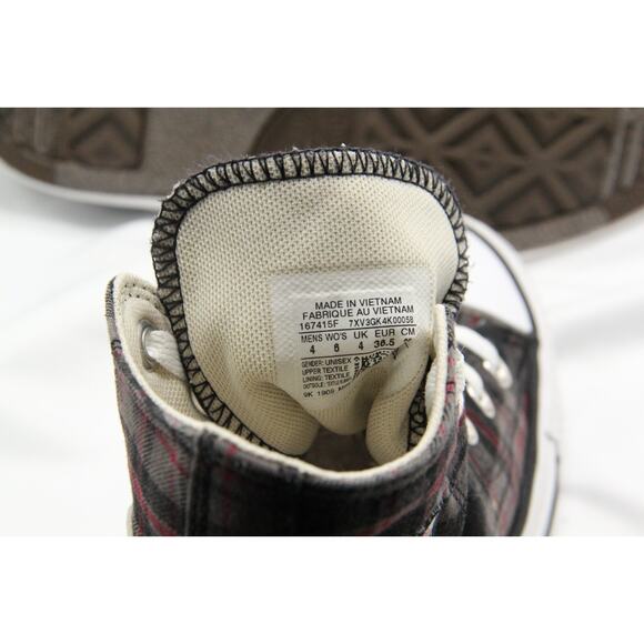 Converse All Star CTAS Shoes Womens Size 6 167415F Brown Plaid Earth World Peace - Picture 9 of 9